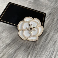 camellia noble temperament sweet brass pearl brooch