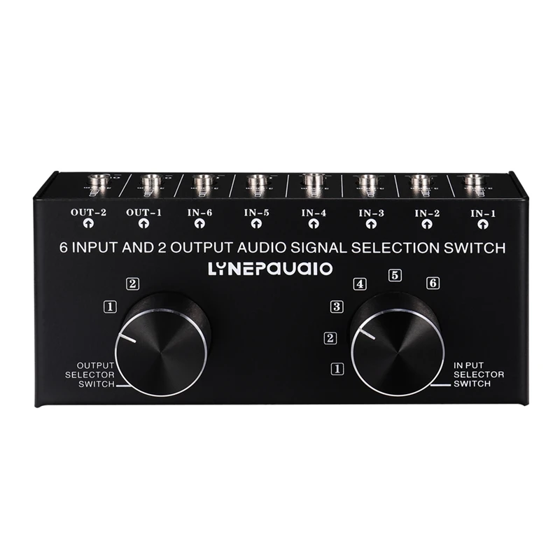 

Switcher 6 in 2 Out or 2 in 6 Headphone Speaker Switch Out Stereo Sound Source Signal Selection Switch, Interface with 3.5mm Des