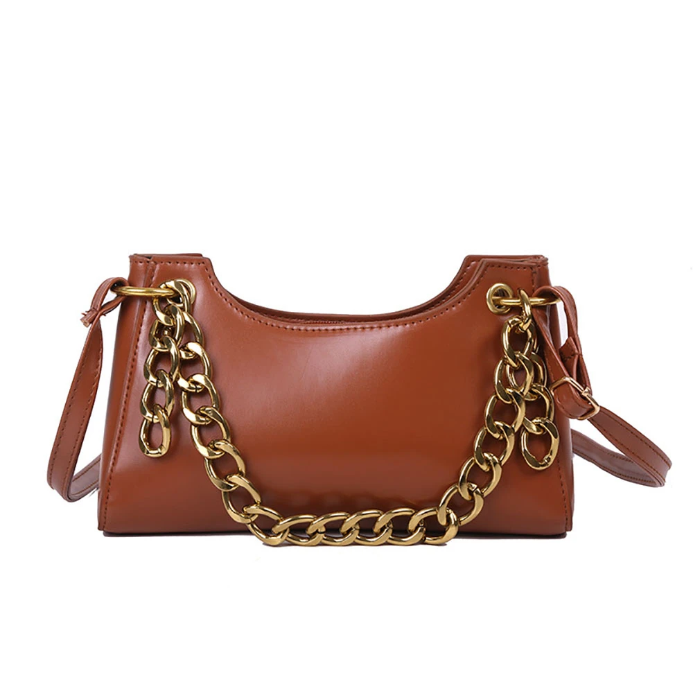 

Женские Сумки из искусственной кожи с цепочками, сумка-багет, сумка через плечо для путешествий, сумки через плечо для женщин, женская сумка