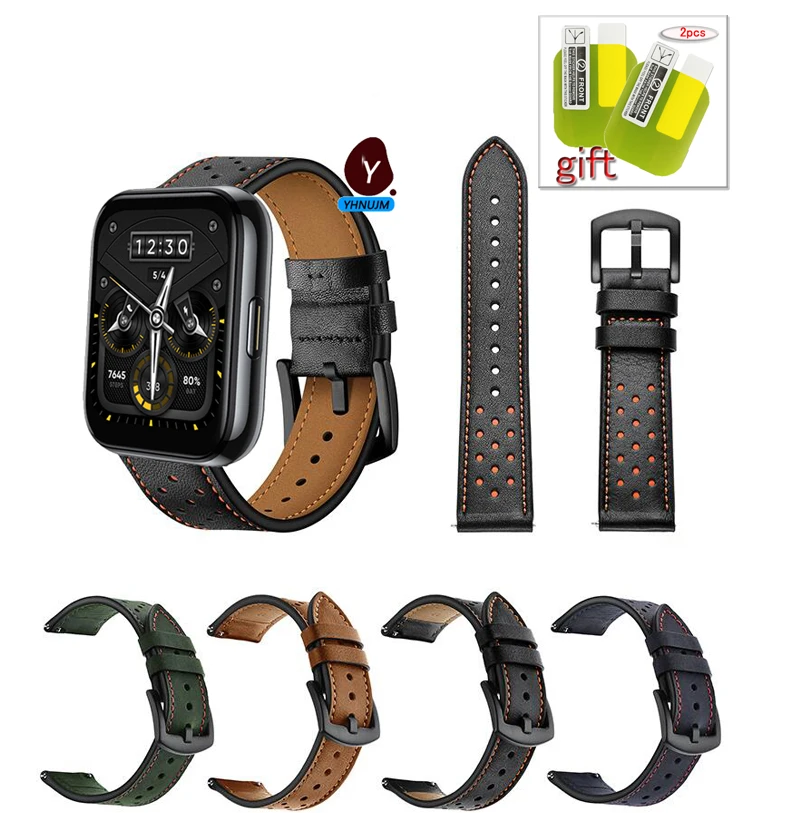 

Ремешок realme watch 2 pro, кожаный спортивный браслет для смарт-часов realme watch 2 pro