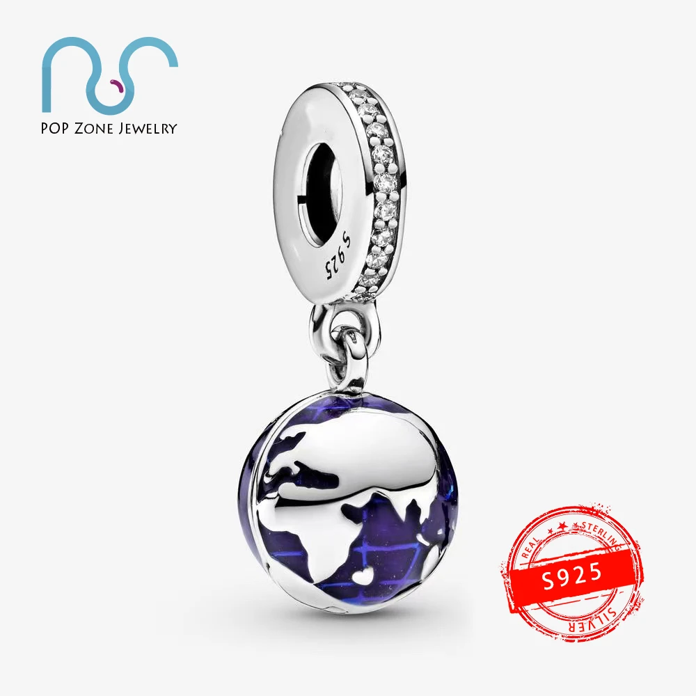 

Fit Original Pandora Charm Bracelet Beads S925 Sterling Silver Beads Blue Star Gem Mysterious Earth Beads Female Brand Gift