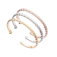 hot selling cutting grain cuff bracelet gold plating stainless steel jewelry