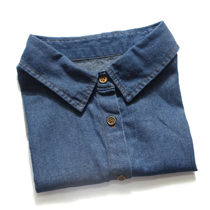 Linbaiway джинсовый имитационный воротник женская рубашка с ложным воротником