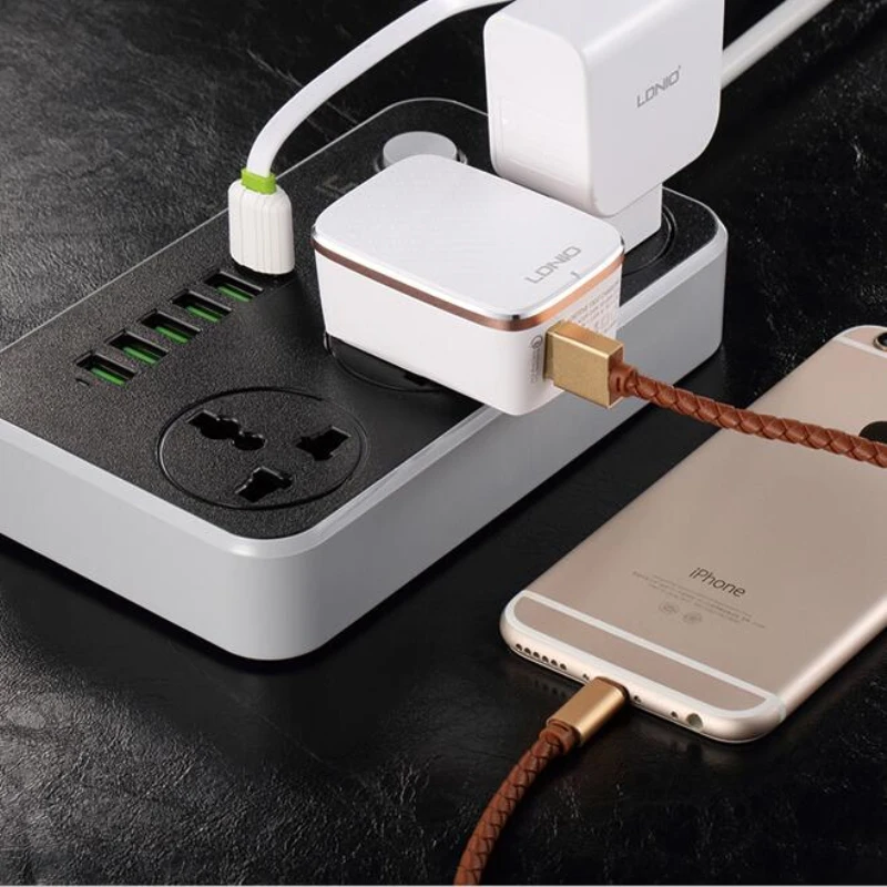 Штепсельная Вилка USB разъем питания 3 универсальные розетки 6 портов быстрой