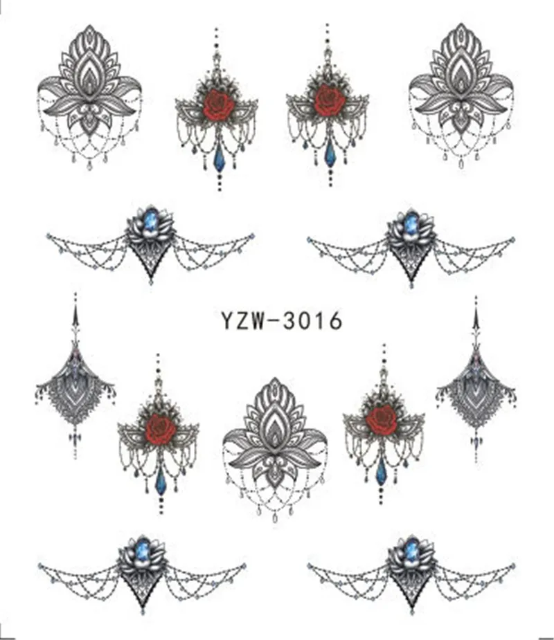 Кружевное ожерелье Водные наклейки для ногтей ногтевого дизайна с ведьмой