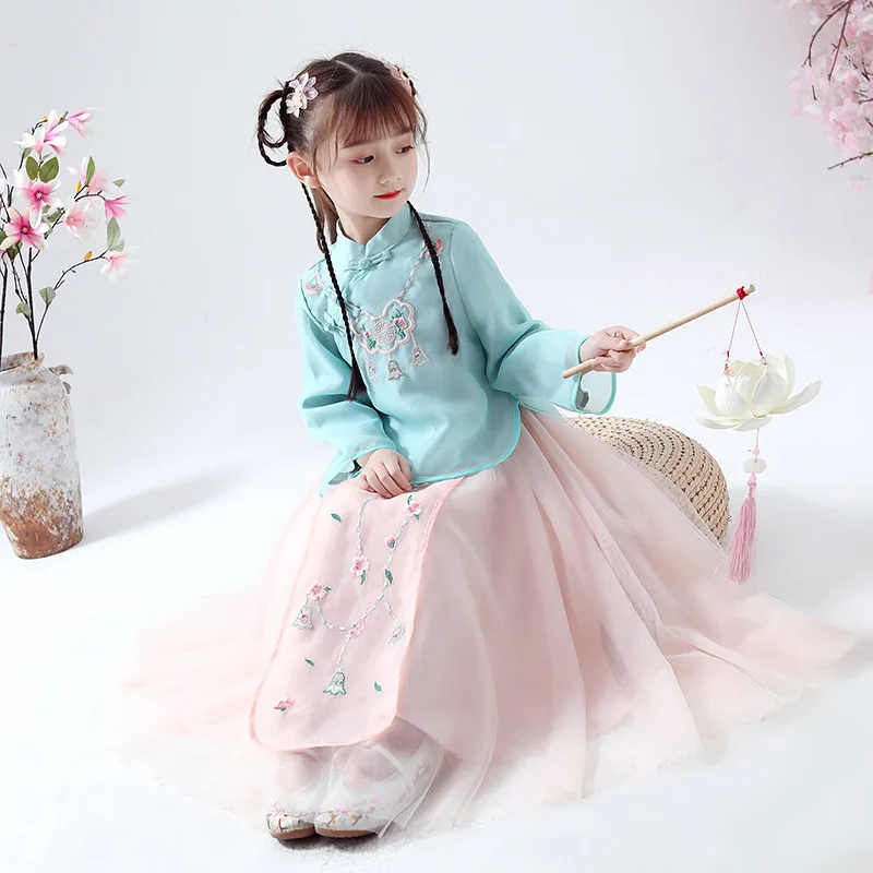 Вечернее длинное платье для девочек 2 шт. костюм принцессы детская одежда с