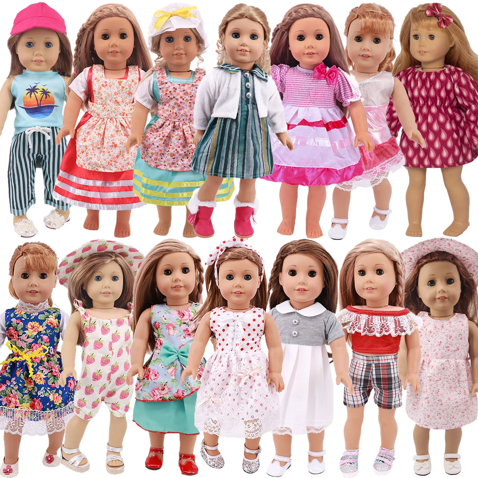 

Кукольная одежда, наряд для 18-дюймовой американской девочки и 43 см младенца, кукла новорожденного, игрушка для девочки нашего поколения, 2 шт...