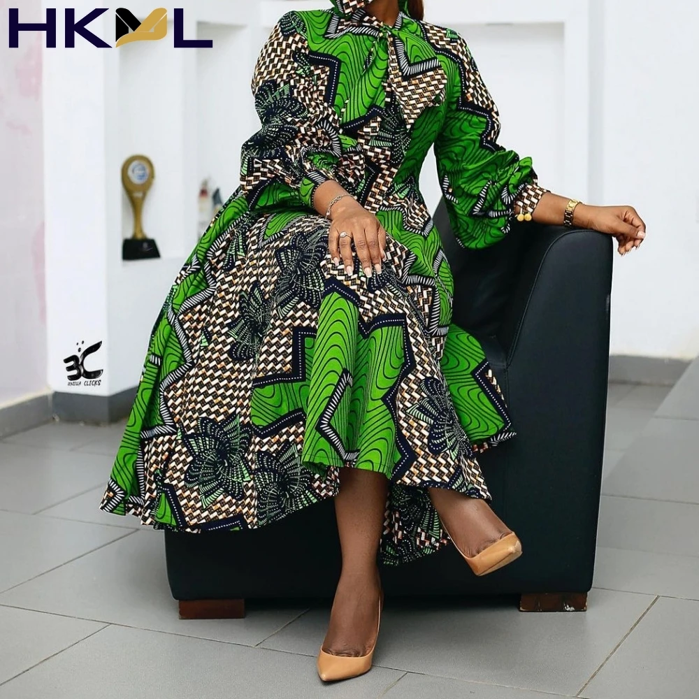 

Polyester African Dresses For Women New Fashion 2021 Autumn Winter Dashiki Africa Style Print Rich Bazin Dashiki Maxi Long Dress