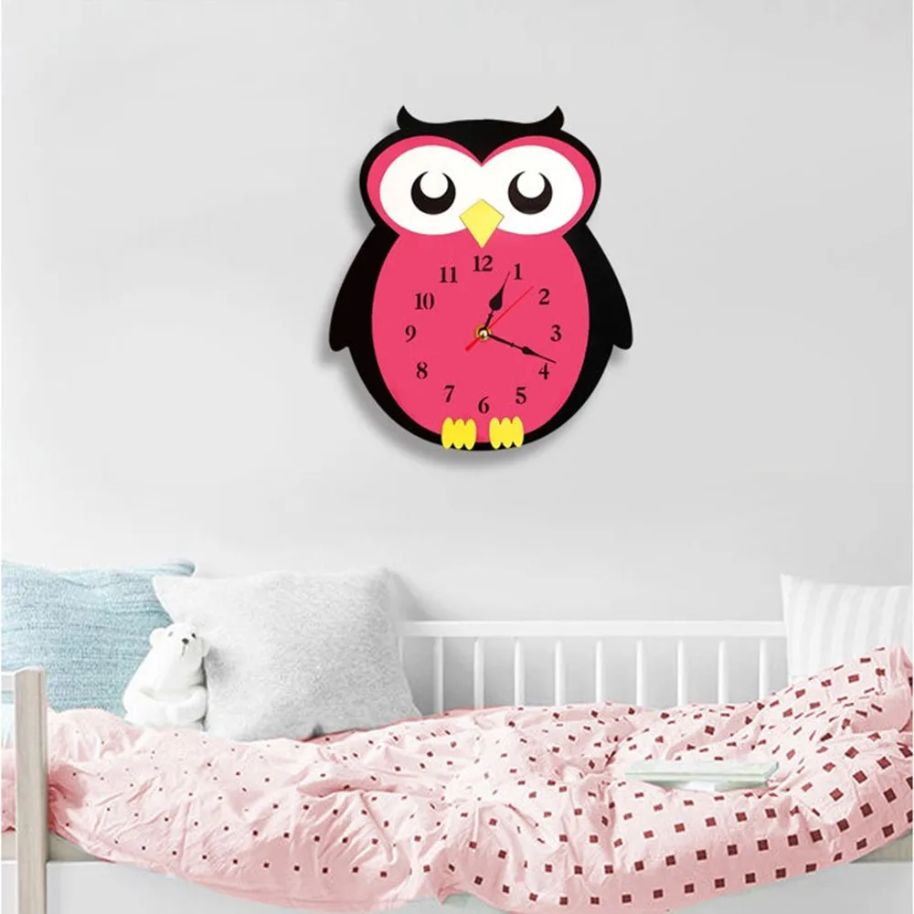 Мультфильм DIY Сова настенные часы мультфильм тихие стены дома украшение для