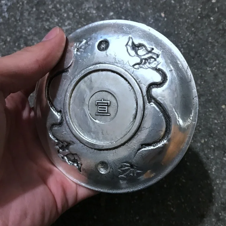 

LAOJUNLU Imitation Antique Tai Chi Gossip Plate White Copper Silver Pen Wash