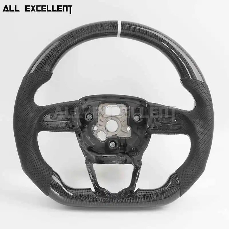 

Custom Carbon Fiber Perforated Leather Steering Wheel For Audi Q3 Q5 Q5L Q7 A4 Allroad Sporty Multifunction Steering Wheel 2017