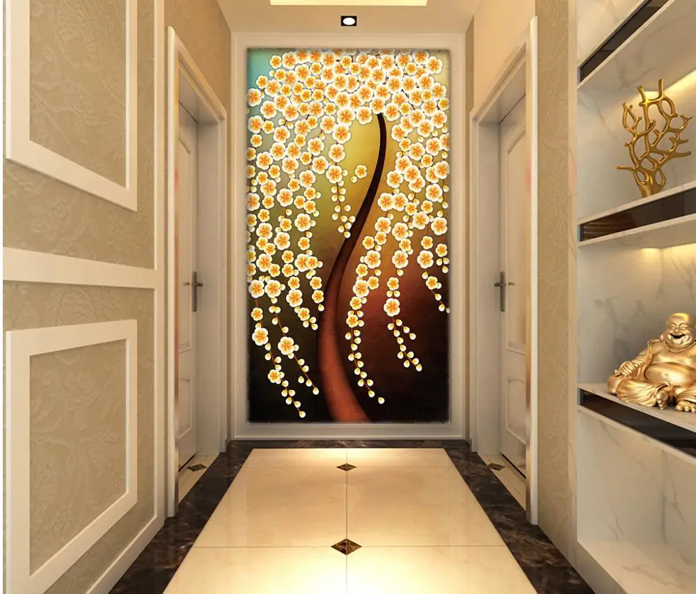 [Самоклеющиеся] 3D оранжевый цветок дерево WG214 настенная бумага печать настенные