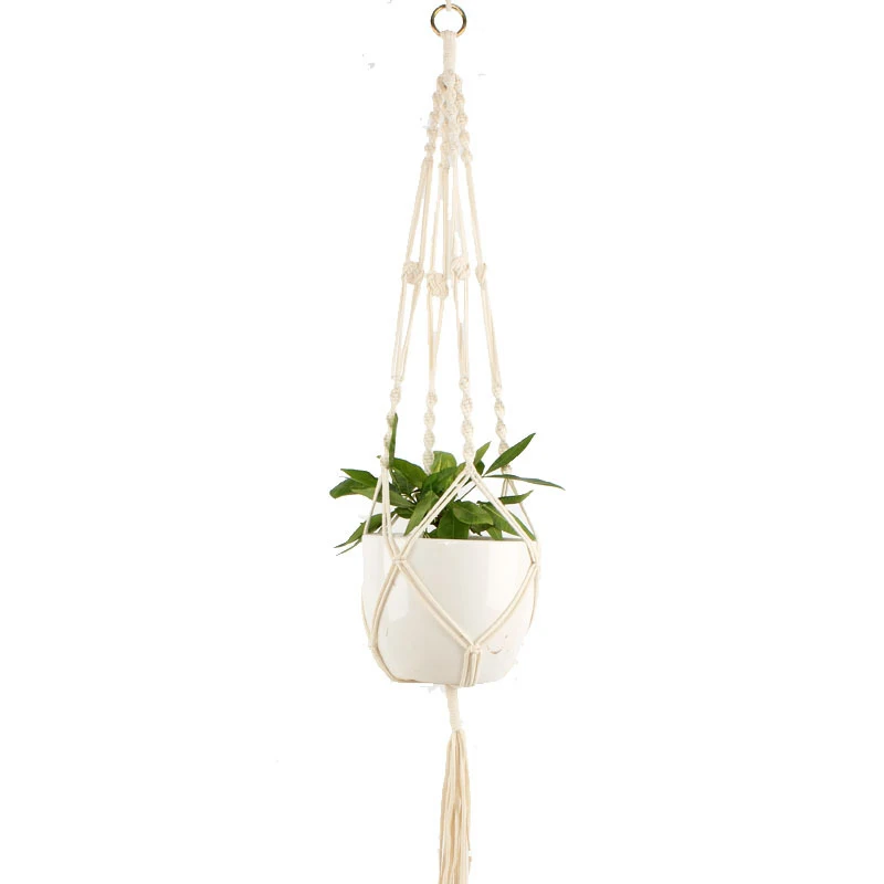 

Fashion Vintage Macrame Plant Hanger Indoor Outdoor Hanging Basket Jute Rope New Cotton And Linen Hanging Flowerpot Net