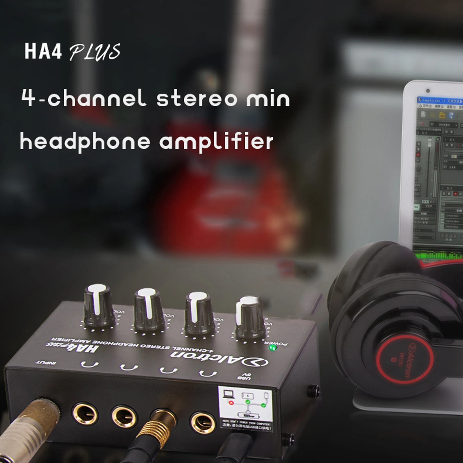 

HA4PLUS Compact 4 Channels Mini Stereo Headphone Amplifier Portable Recording Earphone Amplifier