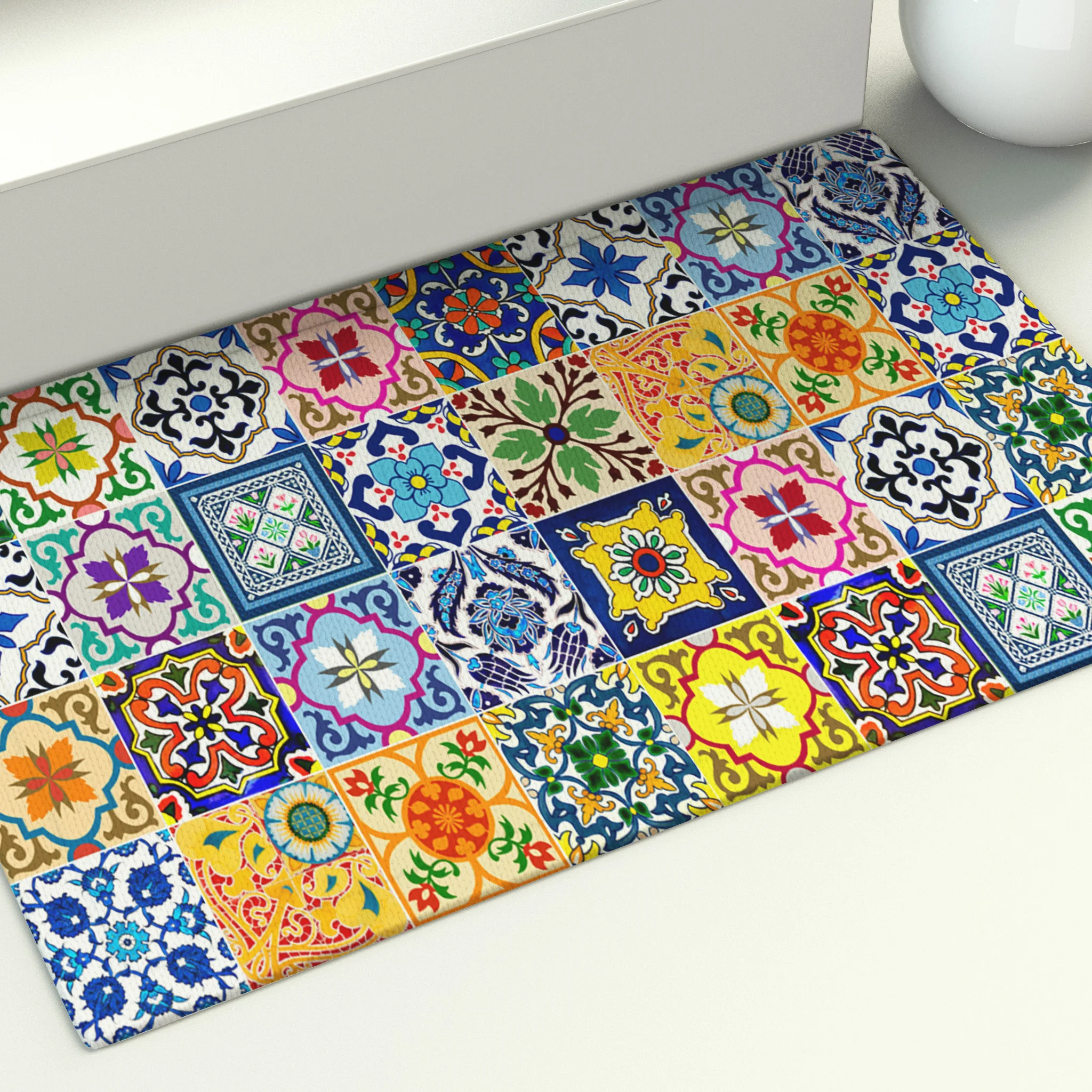 Противоскользящий кухонный коврик напольное покрытие с геометрическим рисунком