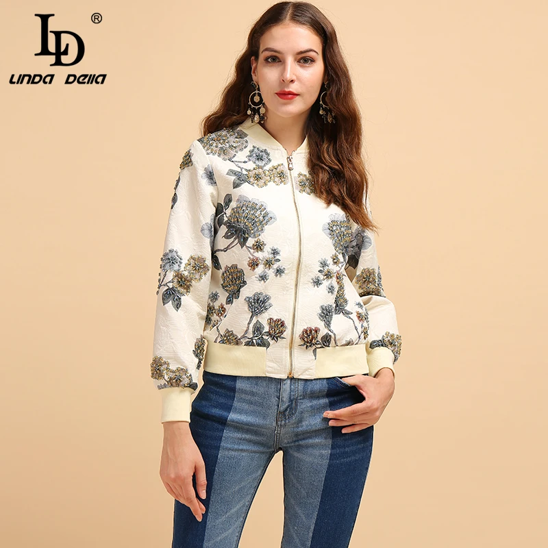 Женская винтажная куртка LD LINDA DELLA летняя Элегантная с длинным рукавом из