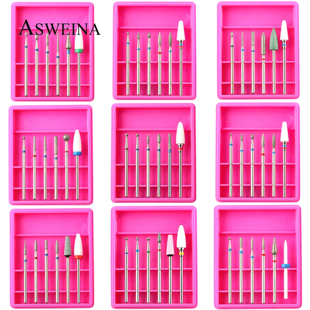 Алмазная Корундовая фреза для ногтей 6 шт./компл. керамическая маникюра