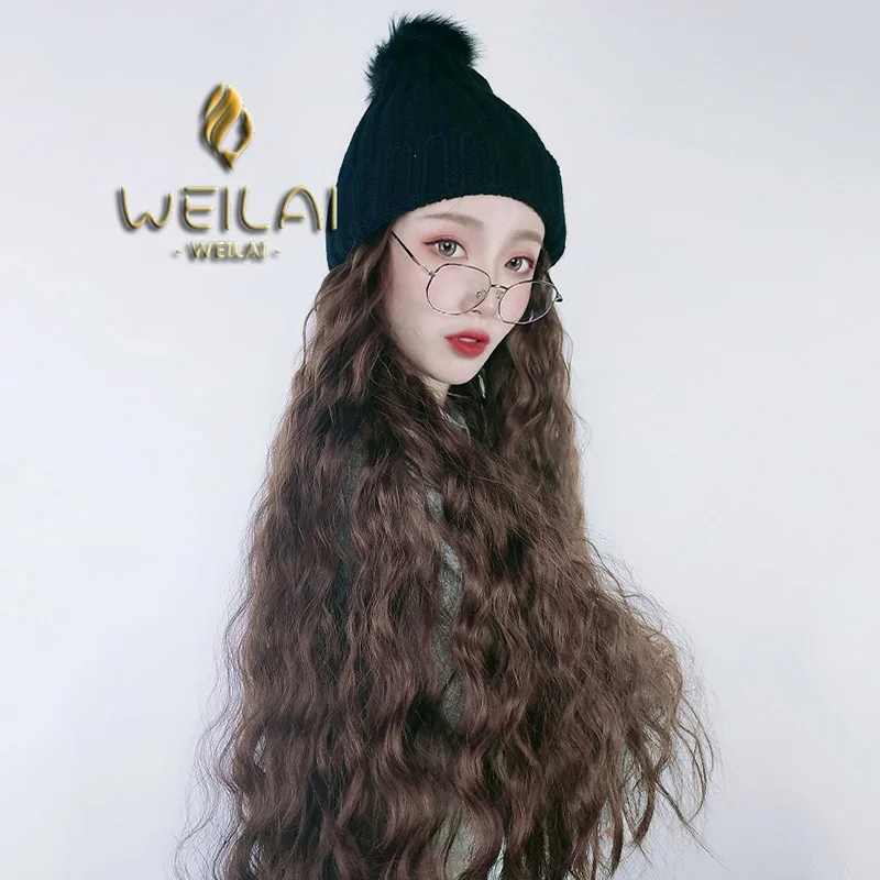 Корейская версия осенне зимней шерстяной шапки WEILAI в сеточку красного цвета с