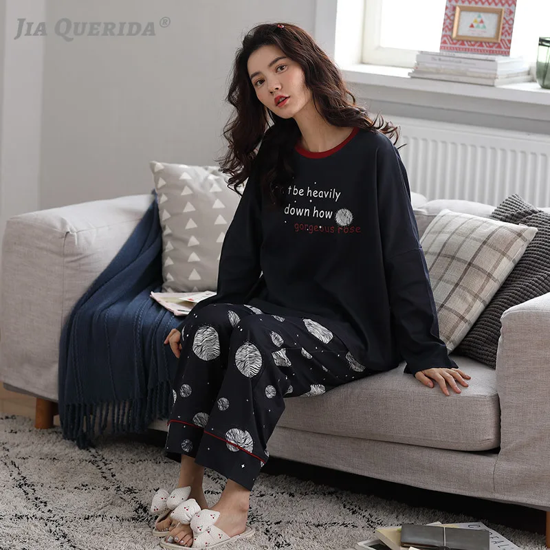 Пижамный комплект для молодых девушек студенток девочек 100% хлопок пуловер с