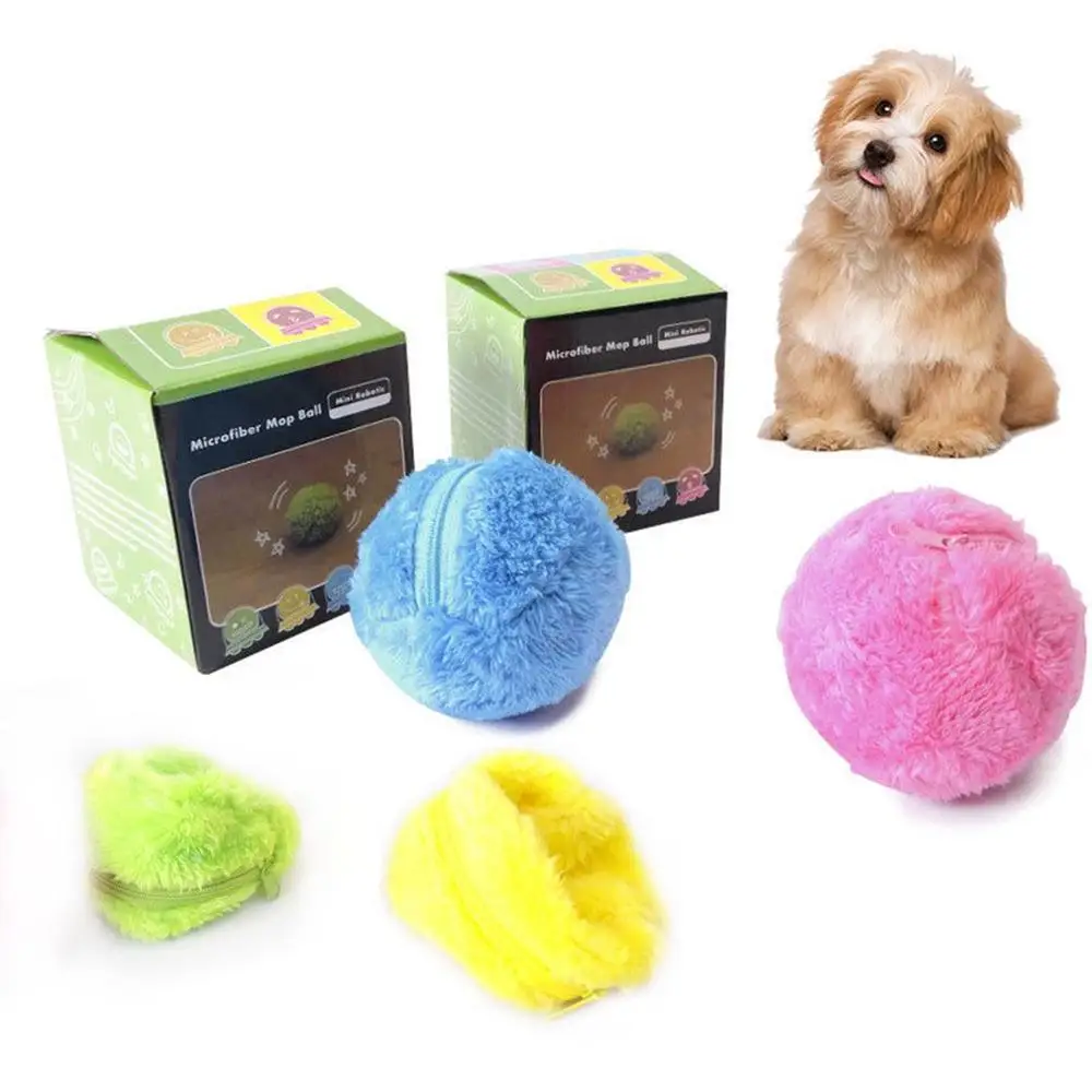 

4 Color Set Electric Toy Ball For Dog Cat Toy Automatic Pet Plush Ball Activation Automatic Ball Chew Plush Floor Clean Toys Pet