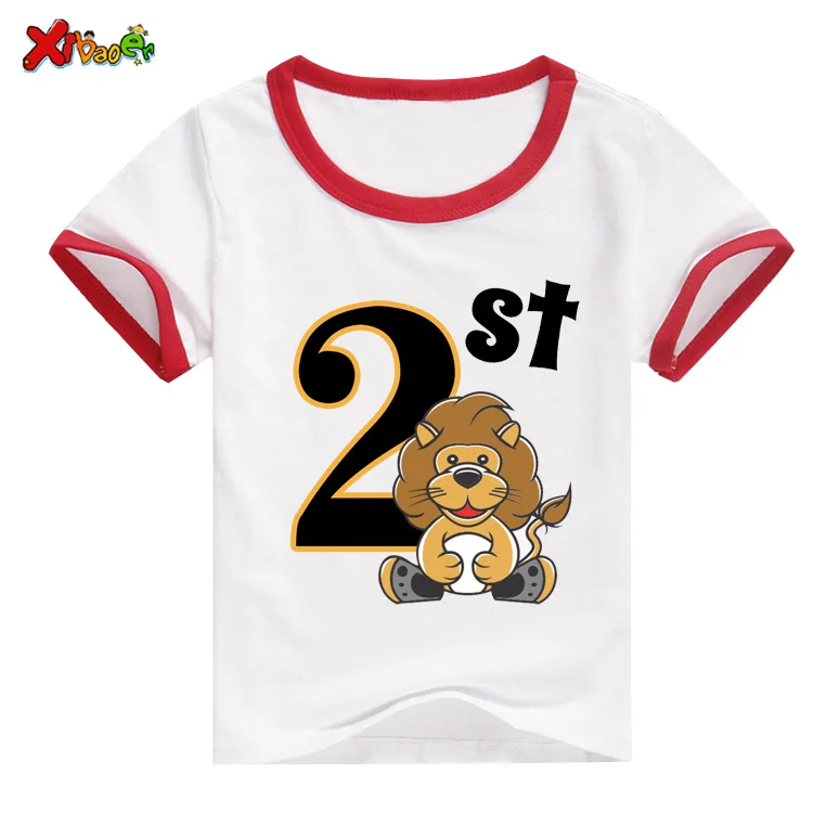 

Футболка для мальчиков и девочек с надписью «имя», Повседневная футболка с мультяшным львом для мальчиков и девочек, детская одежда унисекс, летняя одежда для девочек с круглым вырезом