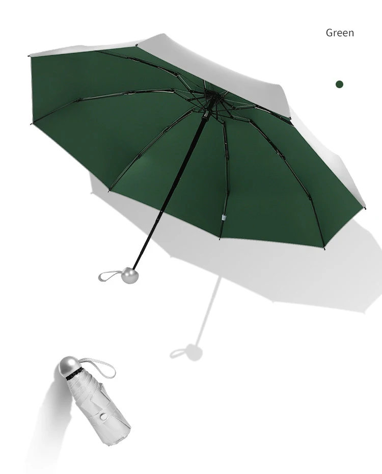 Olive green Мини карманный Модный Зонт пять складной Защита от солнца титановый Серебряный Зонт от дождя анти-УФ ветростойкий пляжный зонт - Цвет: Olive green