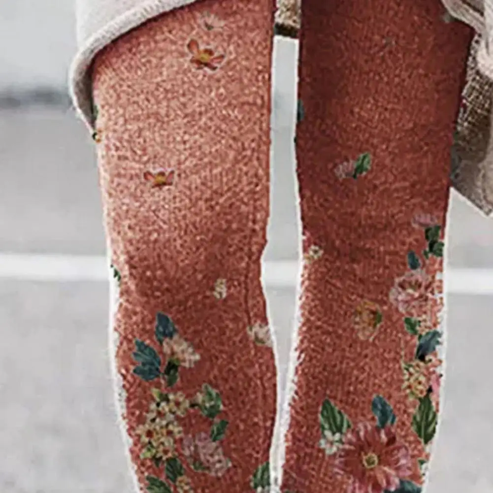 

Leggings Floral Print Long Skinny Pants Women Floral Print Elastic Waistband Trousers for Autumn