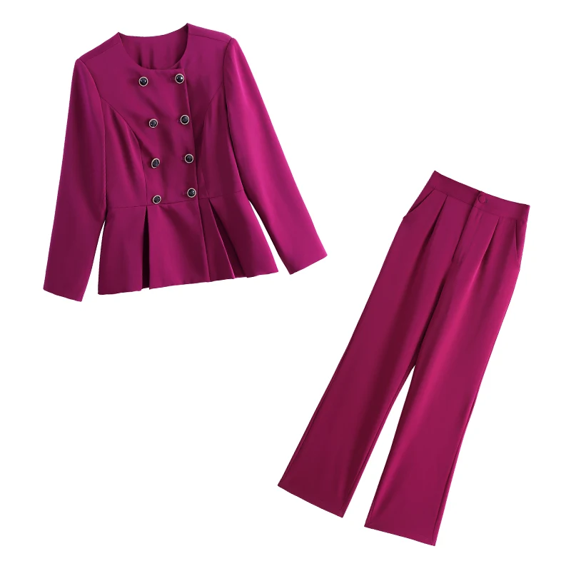 

Suit women's early autumn coat wide leg pants Purple early autumn light mature host temperament 2020 new two-piece suit