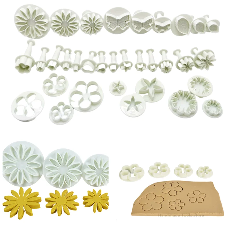 33 Uds Cerámica Arte de impresión de plástico de molde de flor y estrellas en forma de DIY de cerámica de arcilla herramientas sello primavera KIT DE RELIEVE