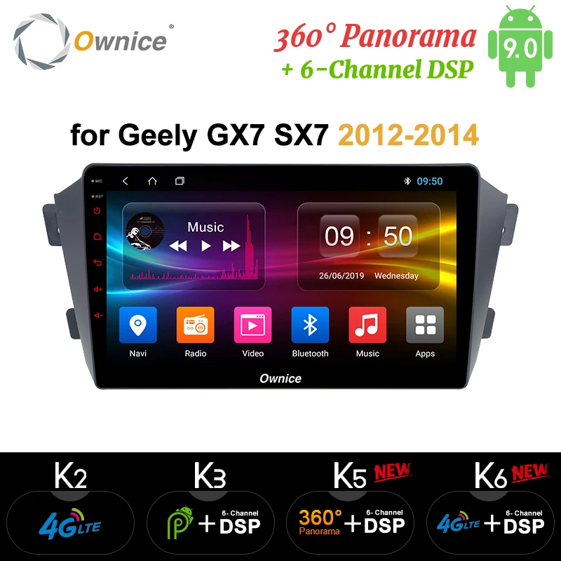 Ownice k3 k5 k6 Android 9 Автомобильный DVD плеер для Geely GX7 SX7 2012 2013 2014 Радио Стерео GPS
