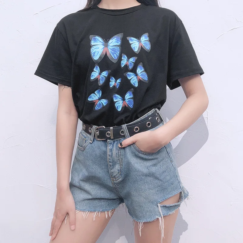 

Harajuku Print T Shirt Women Fashion Short Sleeve Loose Casual Black White Tshirt Cotton Lady Streetwear Punk Tee Shirts Summer