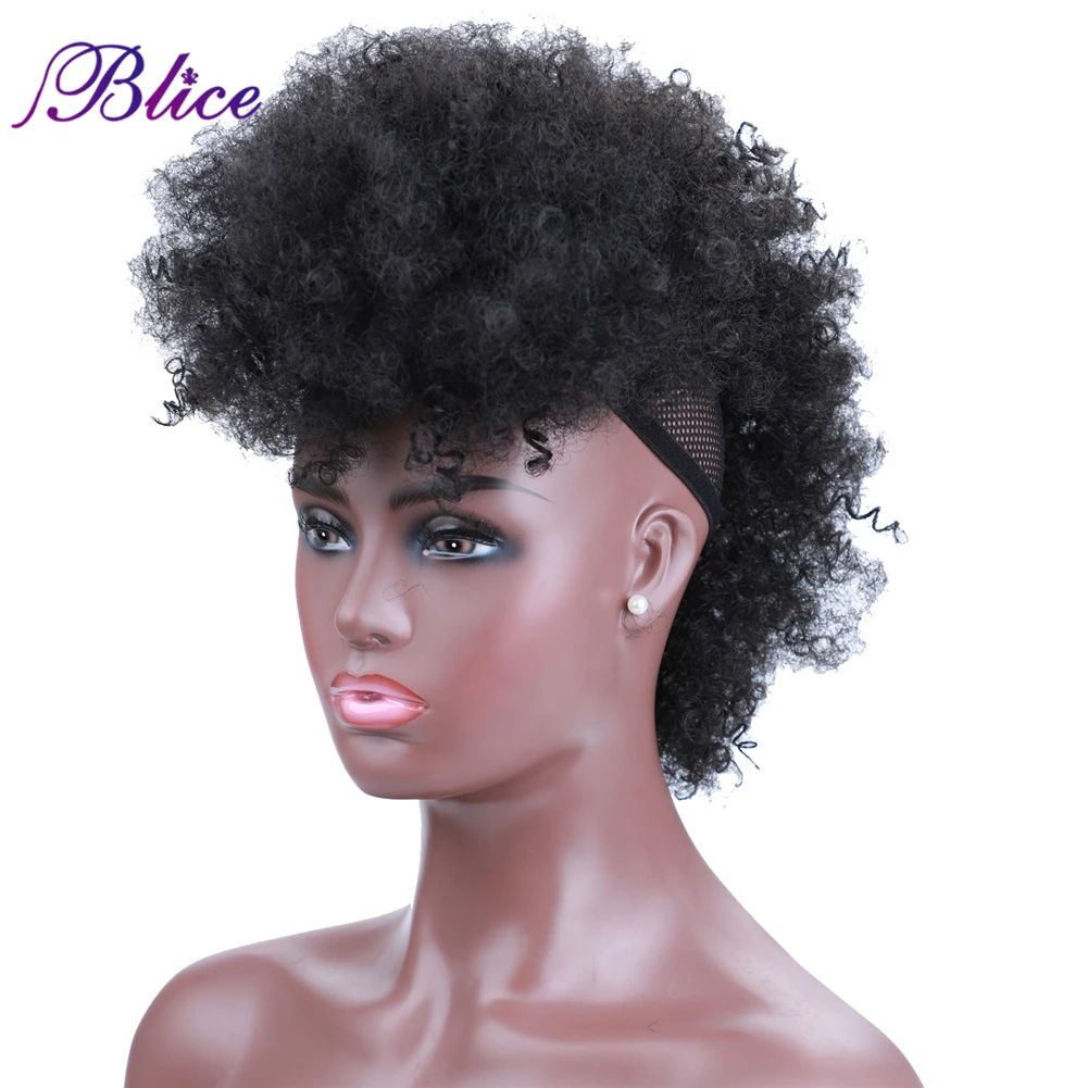 Blice Synthetic High Puff Frohawks Short Kinky Curly Style Mohawk Hair Extension Clip In HairPiece For African American Women