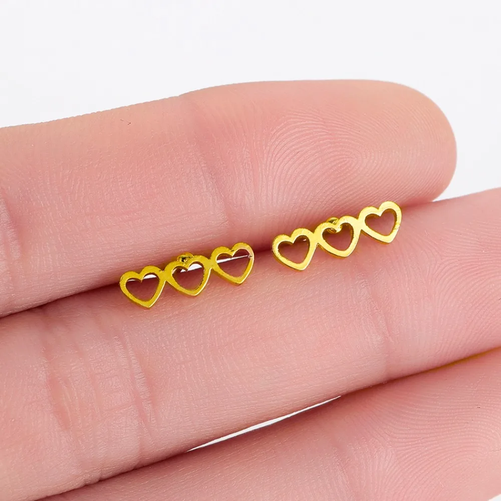 Чандлер Крошечные маленькие из нержавеющей стали Любовь Альпинистов Серьги для