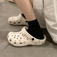 2021 new couple ins tide fashion hole shoes women summer thick bottom outer wear baotou beach sandals and slippers men