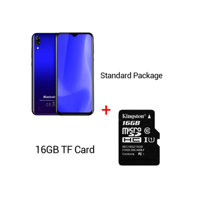blue N 16GB Card Blackview A60 смартфон 4080 мАч 1 Гб+ 16 Гб четырехъядерный Android 8,1 6,1 дюймов 19,2: 9 экран 13,0 МП Двойная камера заднего вида 3G мобильный телефон - Цвет: blue N 16GB Card