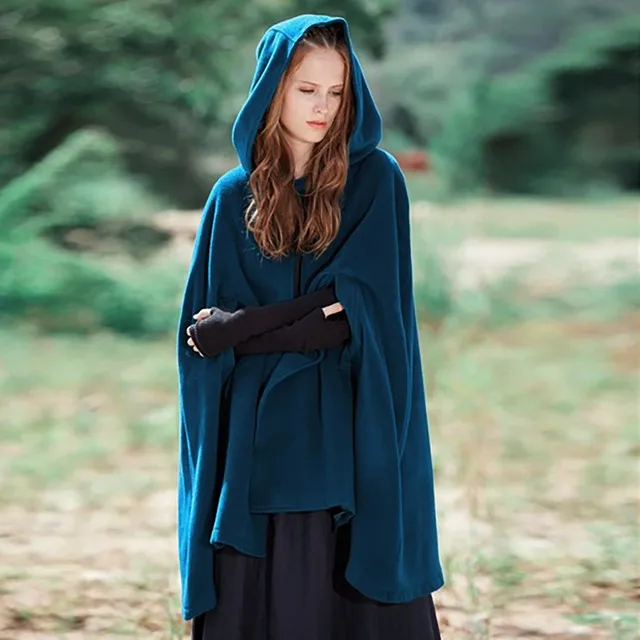 Halloween Medieval Renaissance Cosplay Costumes for Women Vintage Hooded Short Cloak Adult Witch Loose Plus Size Jacket |