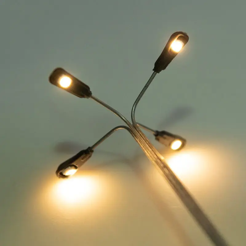 1:87/1:100 Scale Model 4 LED Luminous Street Lamp Lamppost Landscape Light DIY Train Decoration Sand Table |