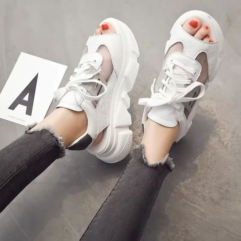 

36-40 size women shoes Height incresing shoes women sandals platform mesh breathable ladies shoe colleges ins students sandals