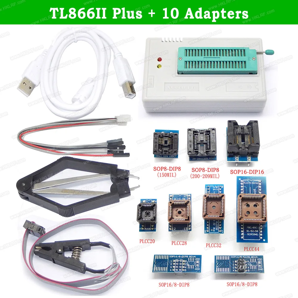 Оригинальный Новый программатор TL866II PLUS Universal Minipro USB + 19 элементов IC адаптеров