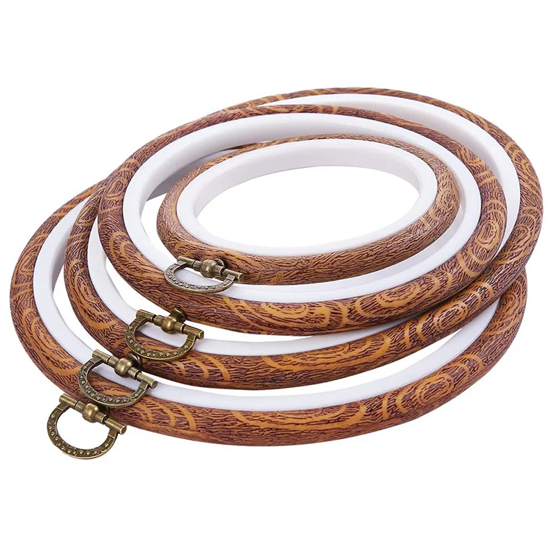 

4 шт. вышивка обруч кольцо Пластик Вышивка крестом набор обручей имитация дерева Дисплей оправа, круглой формы и овальные вышивка Наборы для...