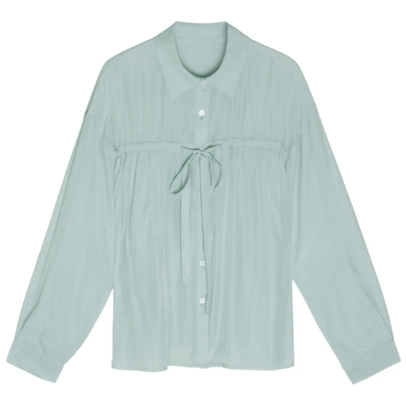 Рубашка женская с длинным рукавом тонкая зеленая Солнцезащитная рубашка