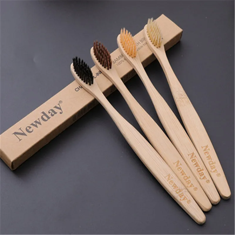 50pcs Toothbrushes Eco Friendly Bamboo Handle Soft bristles biodegradable Environmentally Portable Travel Toothbrush Set