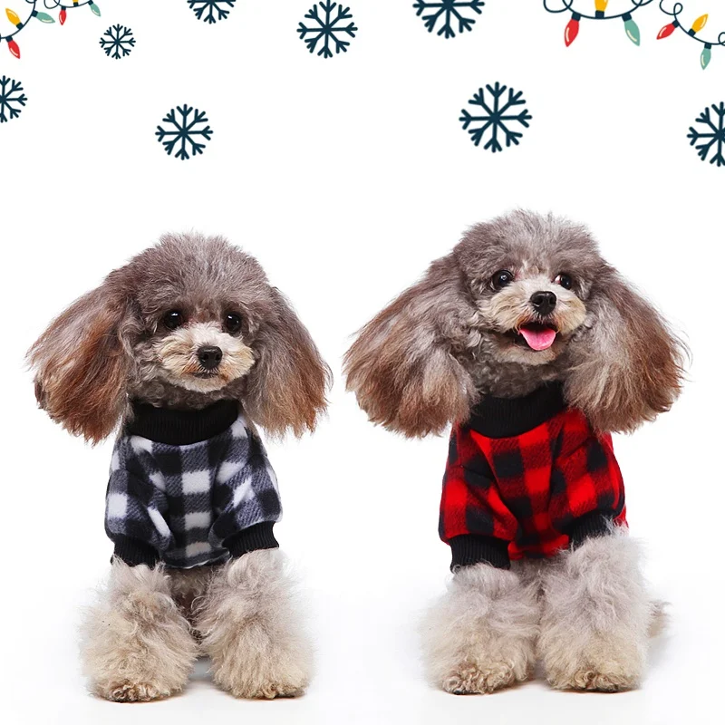 

Puppy Dog Cat Plaid Jumpsuit Pajamas Shirts Pet Puppy Nightshirt Pants Winter Warm Dog Coat Clothing For Small Medium Dogs Cats