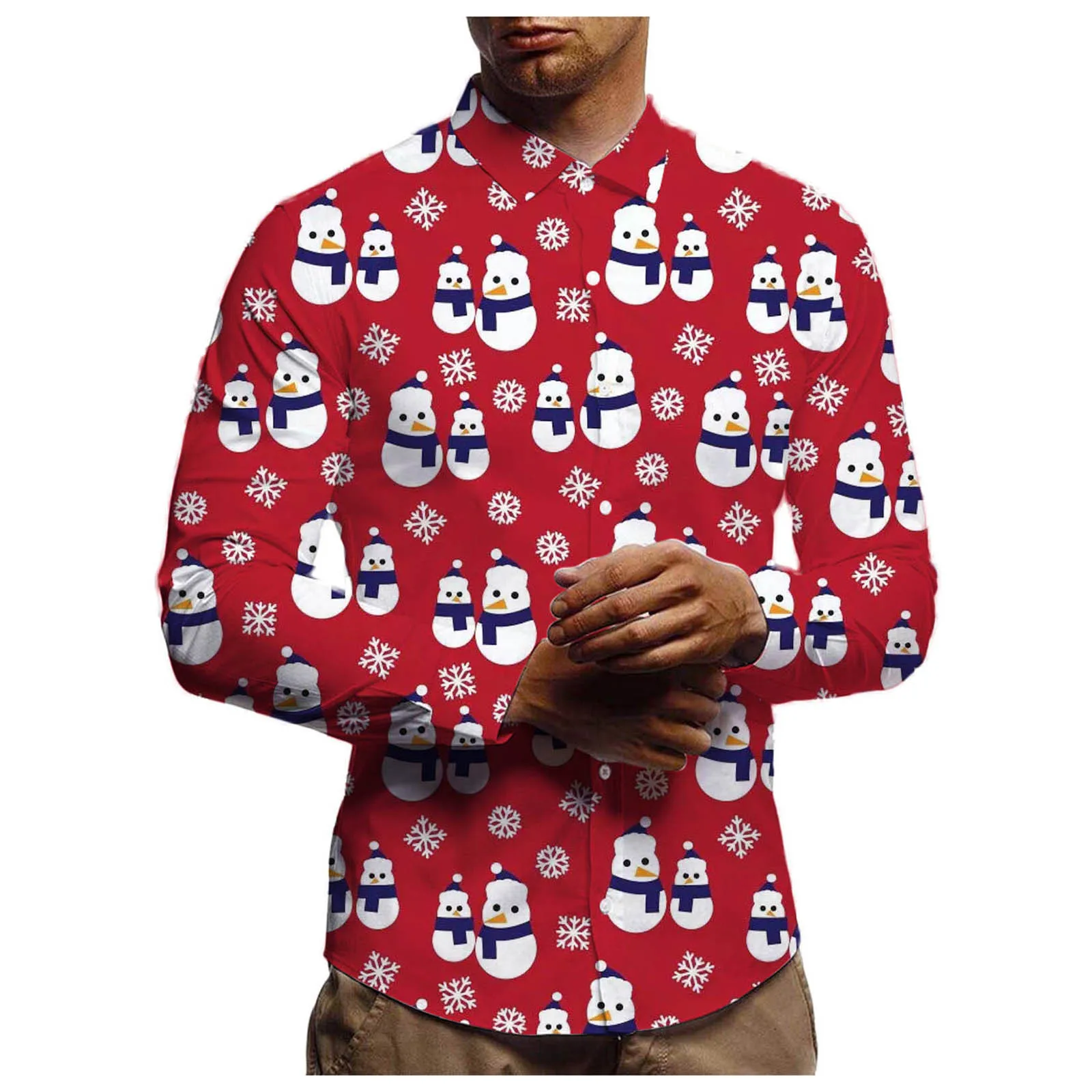 

Autumn Winter Long Sleeve Top Casual Men's Blouse Fashion Printed Shirts Christmas Men Shirts Men Shirts