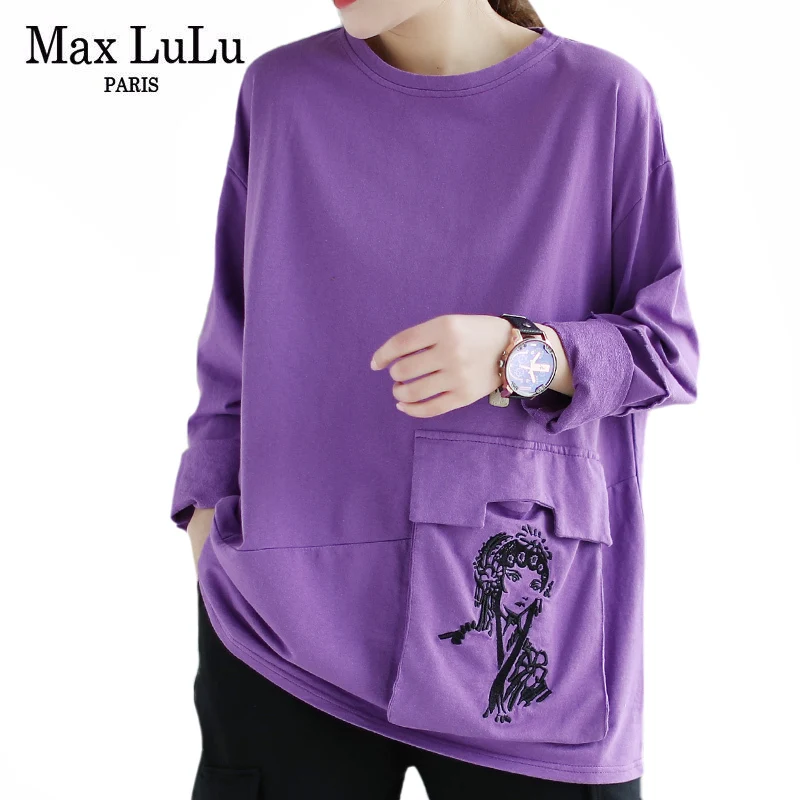 

Max LuLu British Luxury Style Spring Tshirts Women Printed Vintage Tees Ladies Loose O-Neck Tops Female Casual Clothes Plus Size