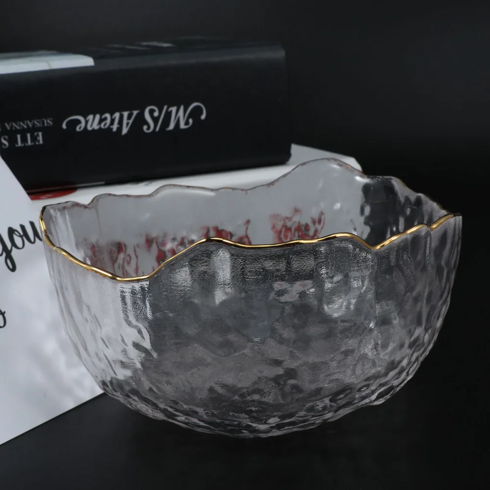 

Japanese Style Salad Bowl Irregular Wave Glass Transparent Bowl for Serving Fruit Vegetable Snack