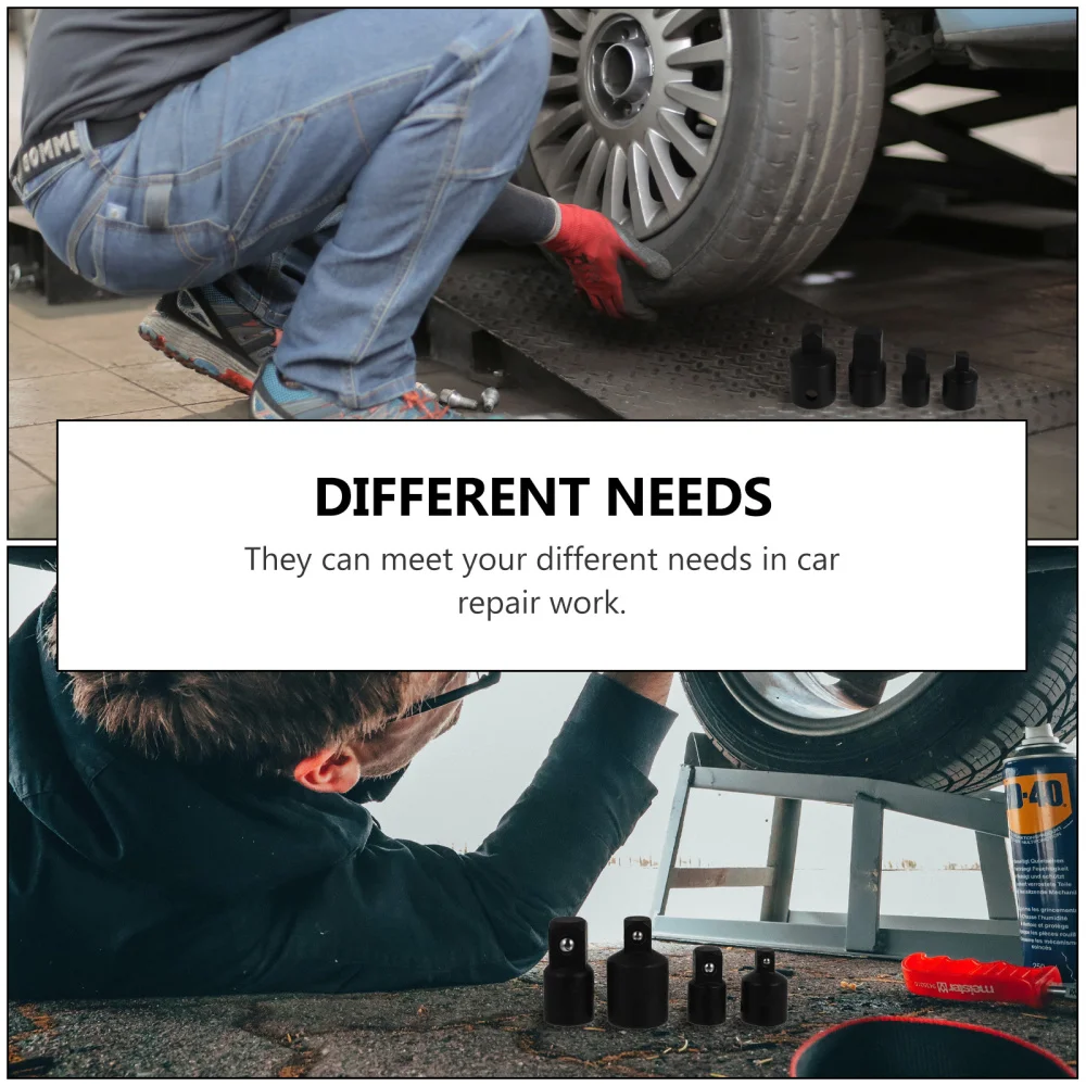 

4 Pcs 1 Set Sturdy Socket Adapters Professional Socket Converter Set (Black)