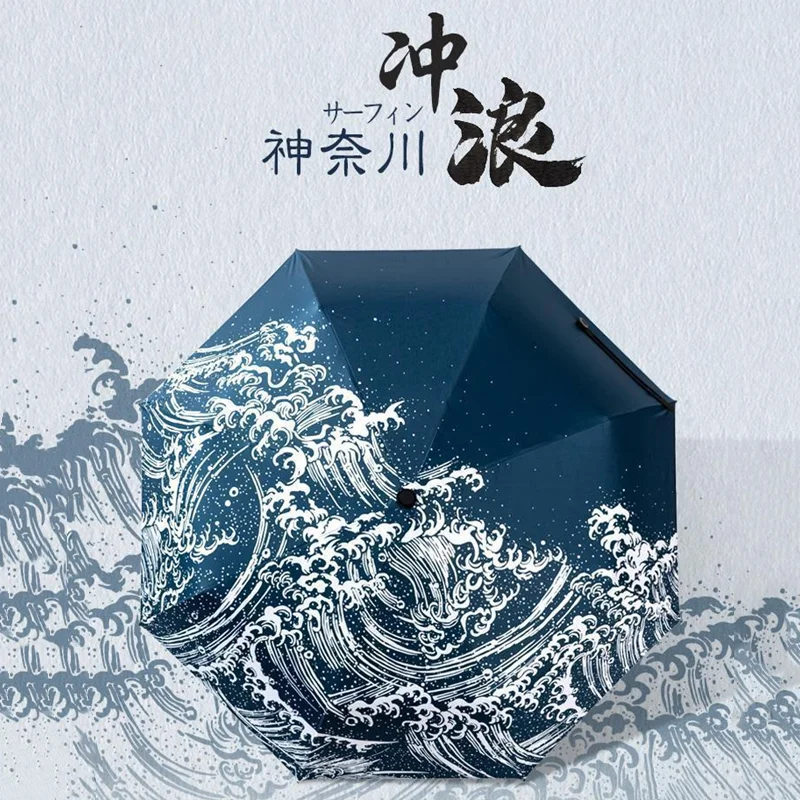 Новый японский тройной складной зонт Kanagawa для серфинга 8 костей ветрозащитный