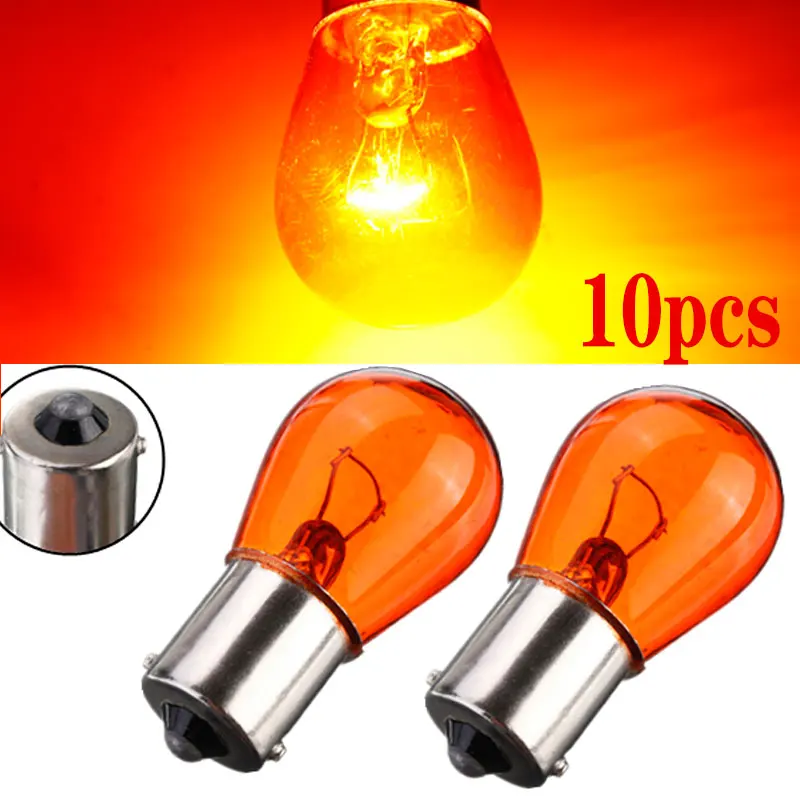 

10Pcs/Set Car Auto Scooter Indicator Break Parking Turn Light 1156 BA15S 581 21W Amber PY21W DC12V Halogen Lamp Bulb Bulb Lamp