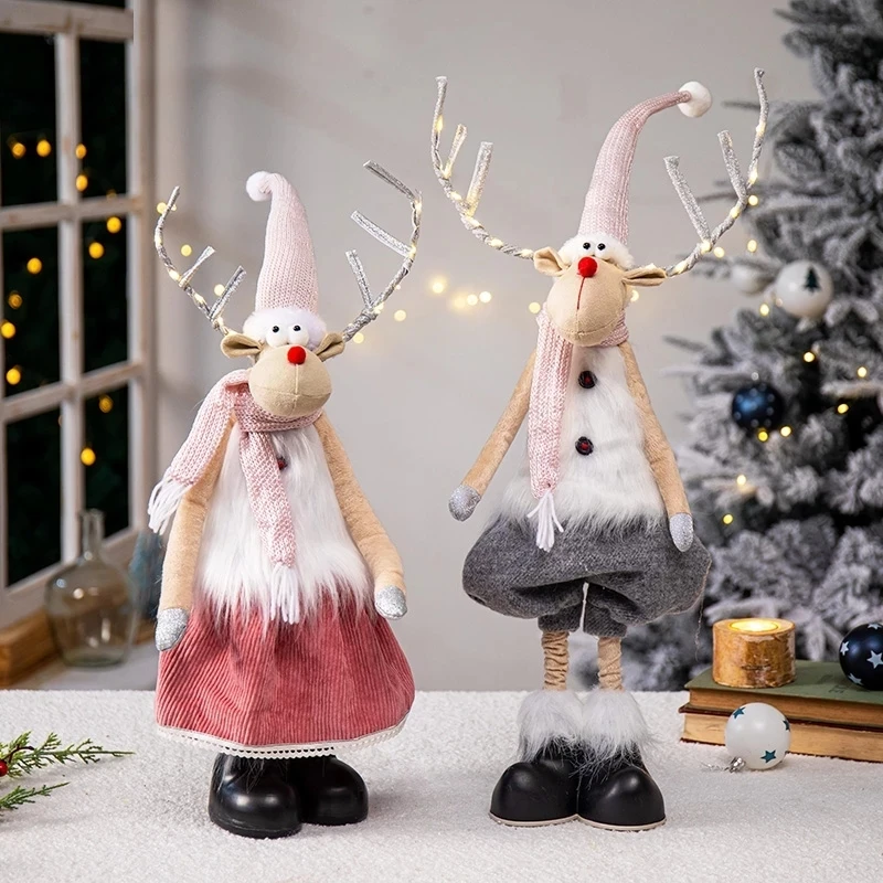 large standing elk doll with lights christmas gift for kid christmas elk doll reindeer navidad ornaments christmas home decor free global shipping